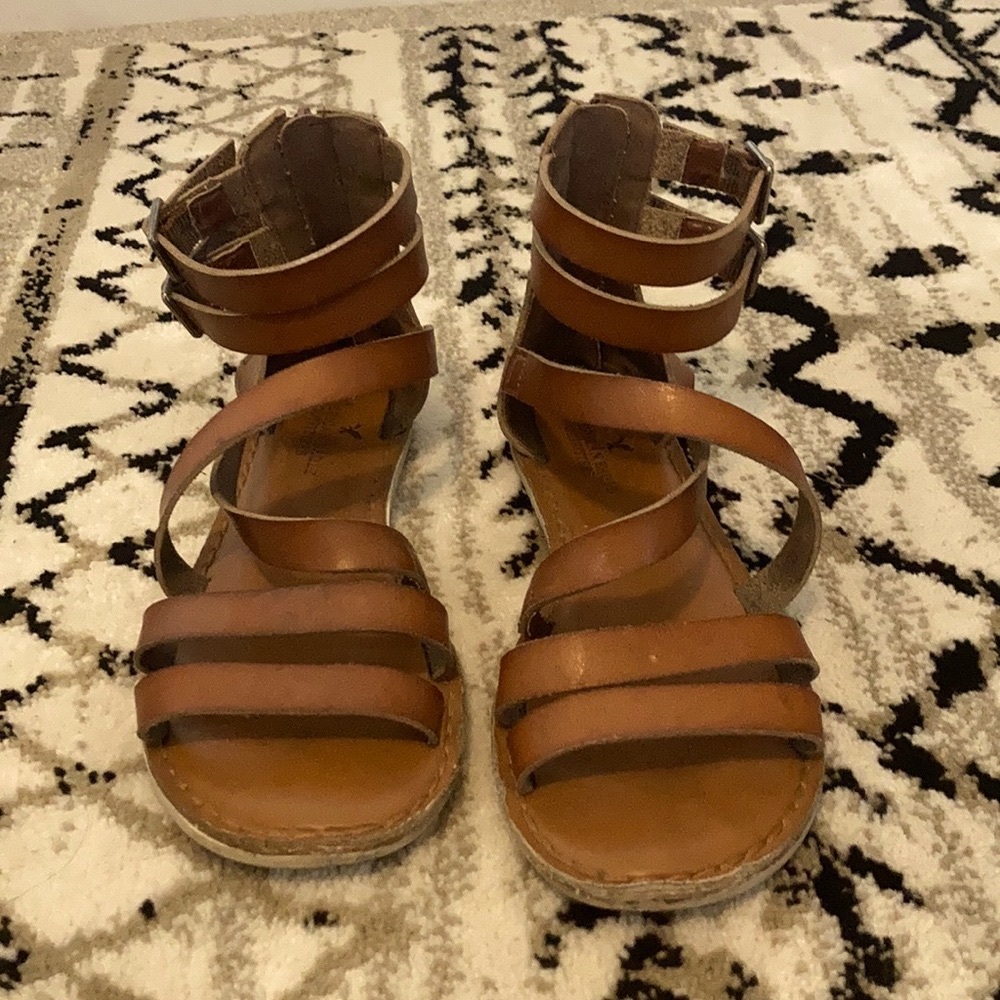 Leather zip up gladiator sandals